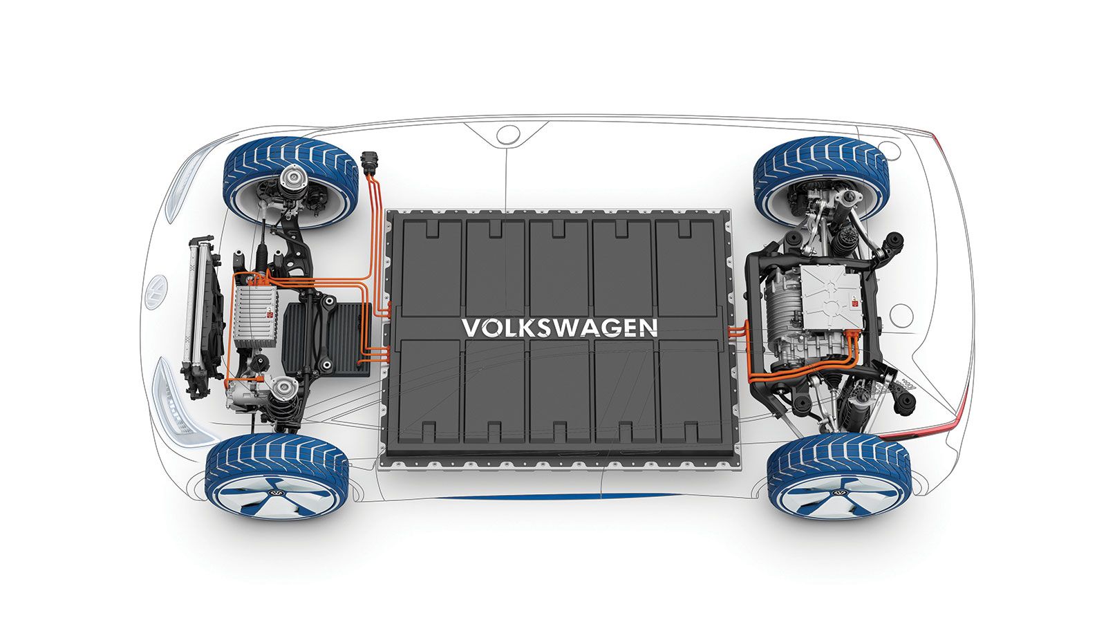 Η πλατφόρμα: με την MEB η VW εξέλιξε μια πλατφόρμα για όλα τα ηλεκτρικά μοντέλα του ομίλου.  Ως έξτρα υπάρχει χώρος για δεύτερο ηλεκτρικό μοτέρ και τε