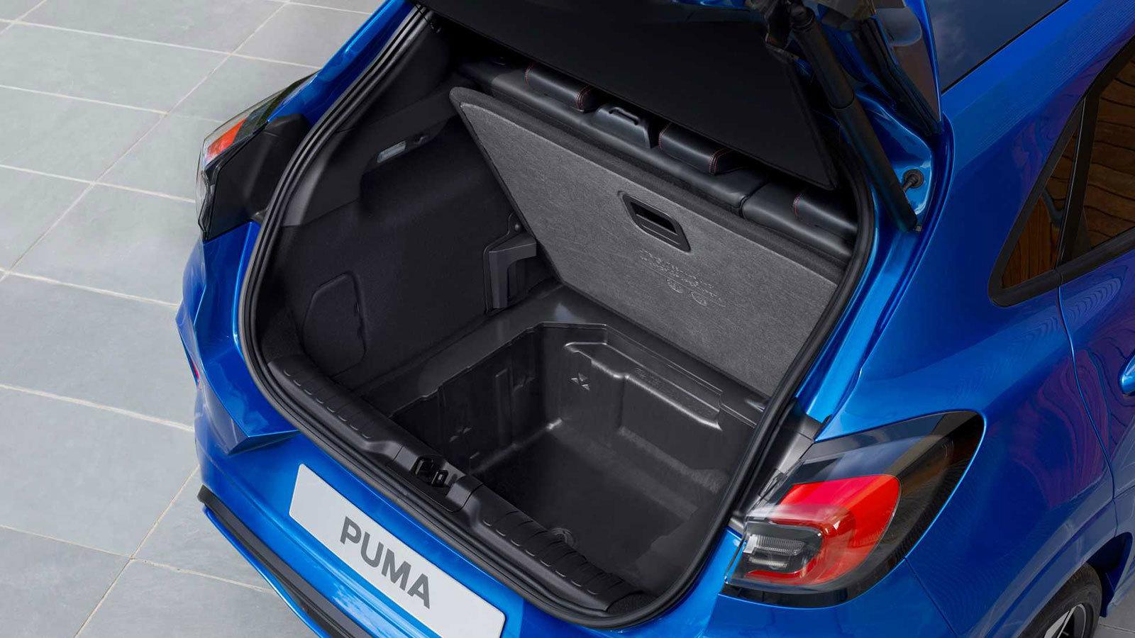 Το Ford Puma είναι το μικρό SUV με τον μεγαλύτερο χώρο αποσκευών, επωφελούμενο του Ford MegaBox, ενός «κρυφού» χώρου κάτω από το πάτωμα που μπορεί κιό
