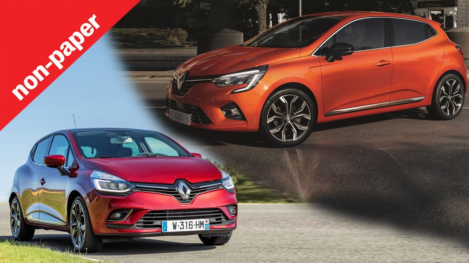 Clio old και new: Το υπάρχον Renault Clio (αριστερά) αυτή τη στιγμή προσφέρεται σε πολύ ανταγωνιστική τιμή, ειδικά στην κορυφαία του έκδοση Dynamic κα
