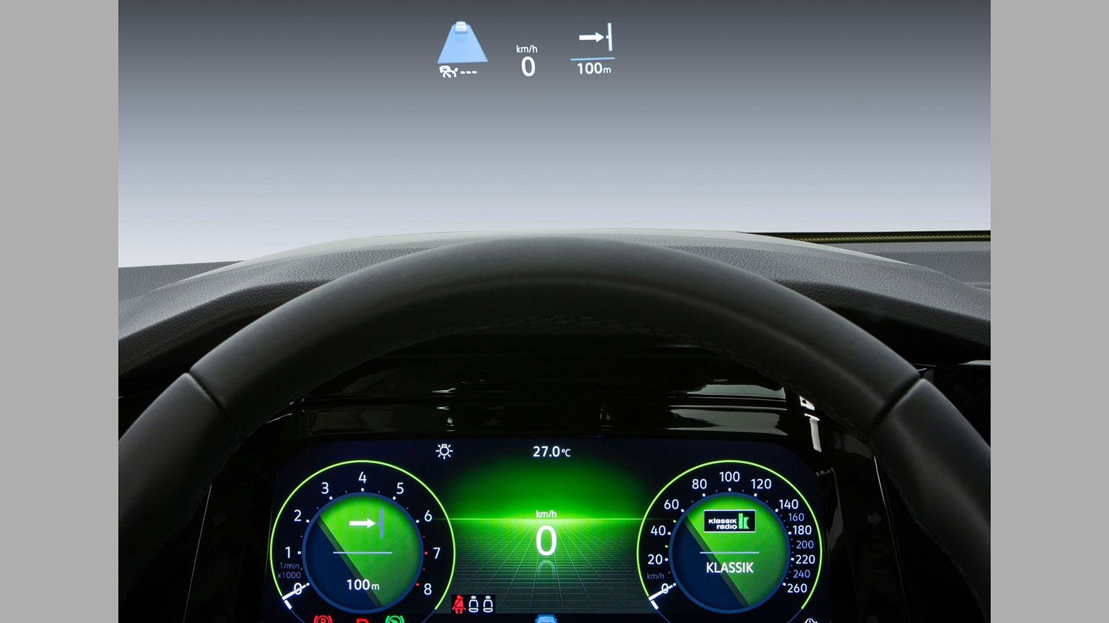 Head-Up display και ψηφιακός πίνακας οργάνων για το νέο Golf. Διαλέξτε χρώμα και τις πληροφορίες που θέλετε να βλέπετε.