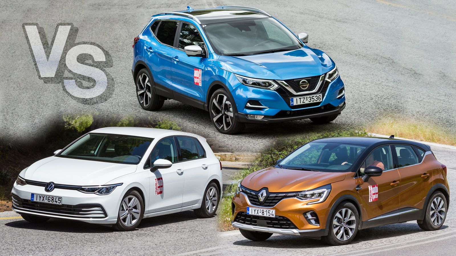 Nissan Qashqai Vs Renault Captur Vs VW Golf