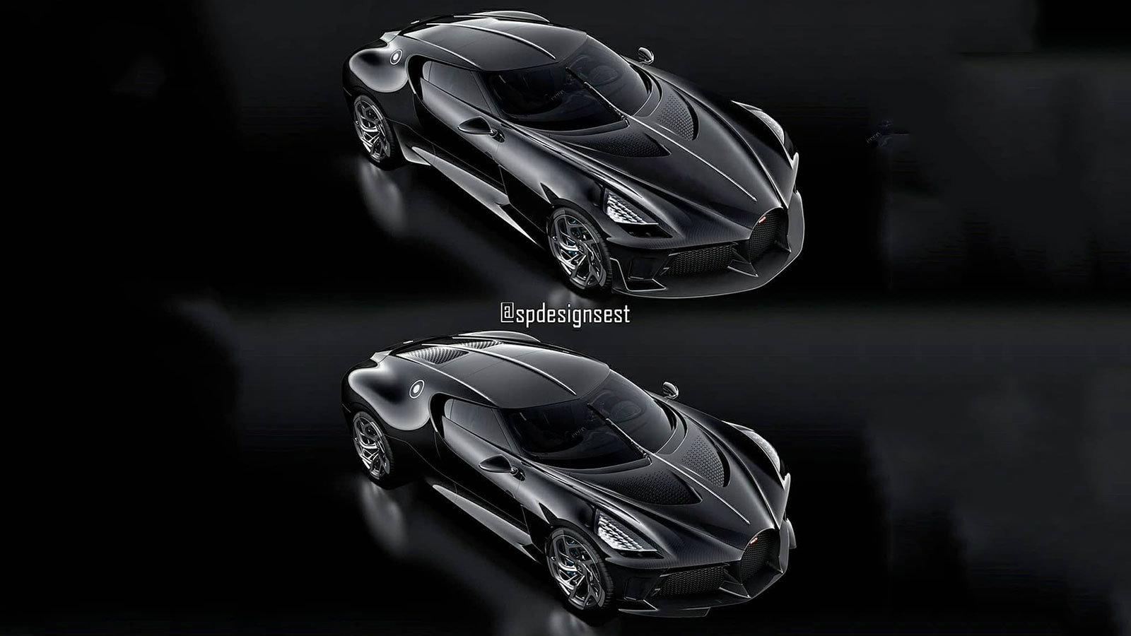 Κάτω βλέπετε την υπάρχουσα Bugatti και πάνω το σχέδιο.