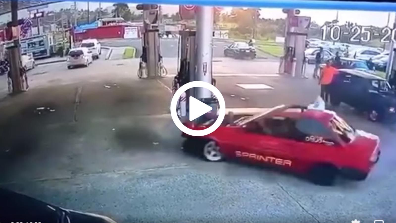 Έκανε «ακροβατικά» drift μέσα σε βενζινάδικο