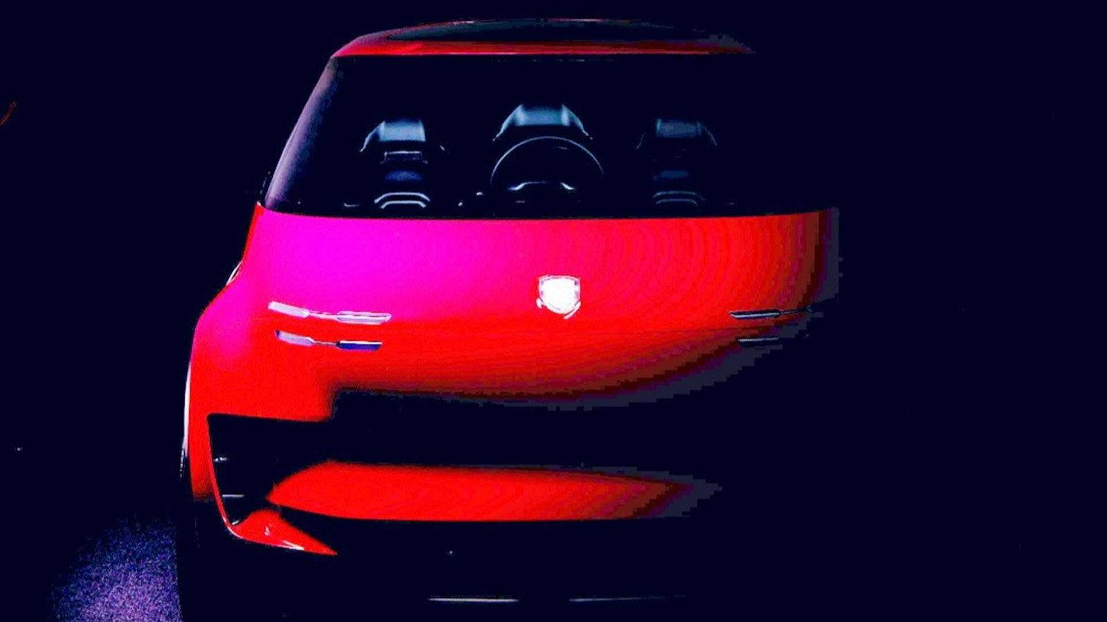 Η εικόνα της Porsche φωτισμένη.