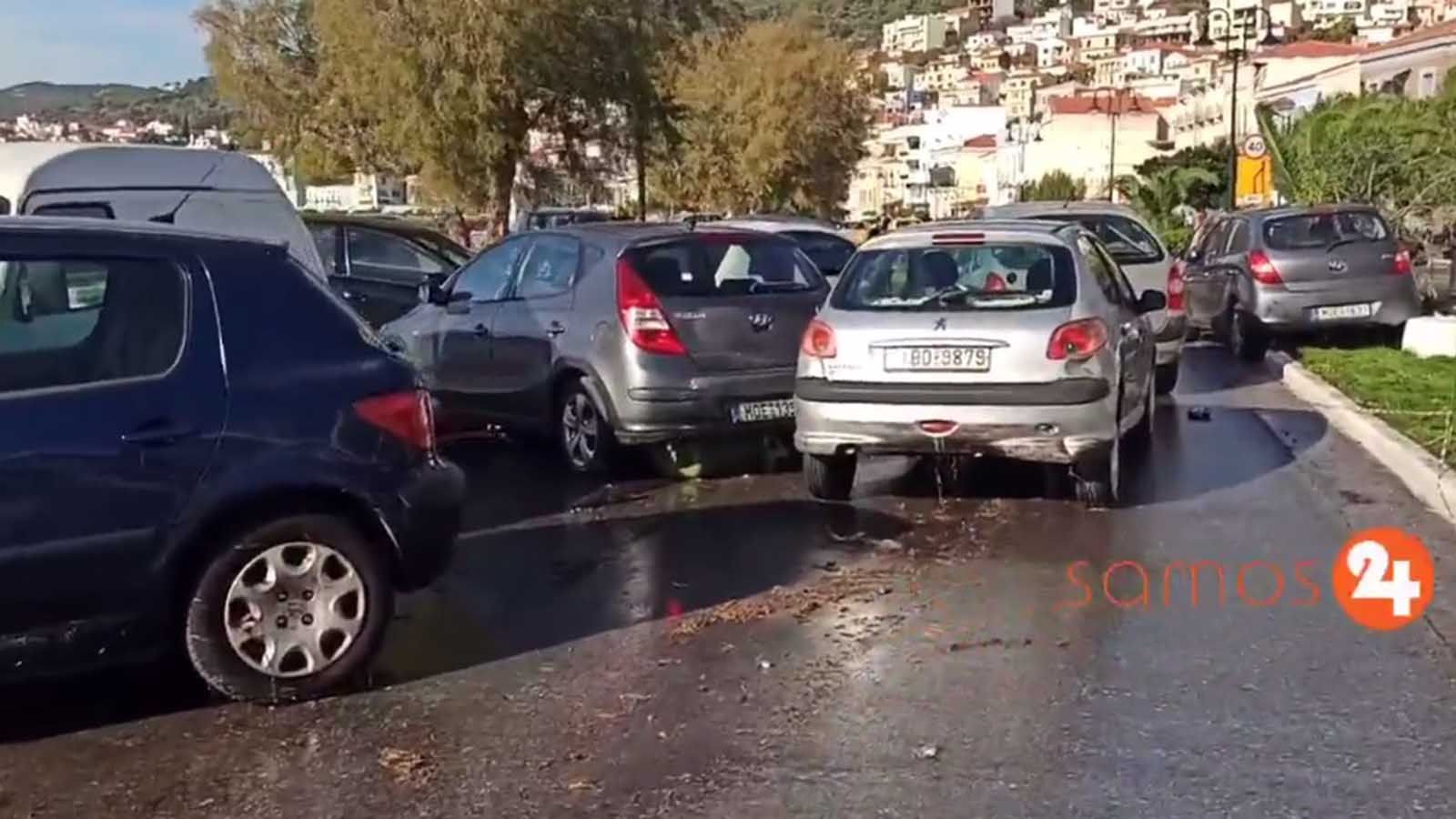 Η θάλασσα βγήκε στην στεριά στην Σάμο (+vids)