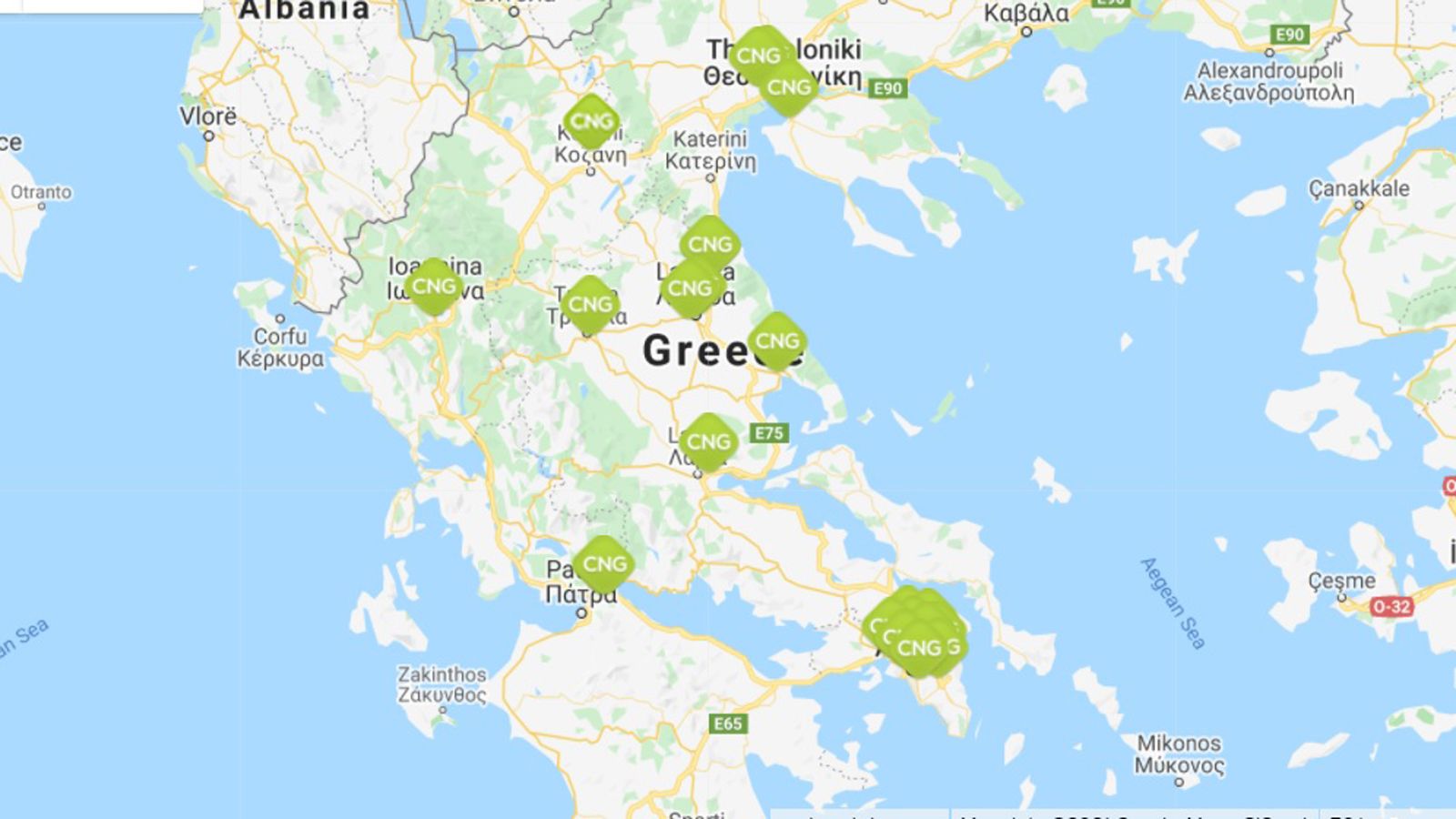 Ο χάρτης των πρατηριών CNG στην Ελλάδα