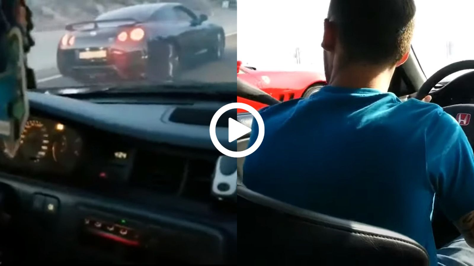 Civicάκι γλεντάει ατελείωτα Nissan GT-R & Ferrari 550