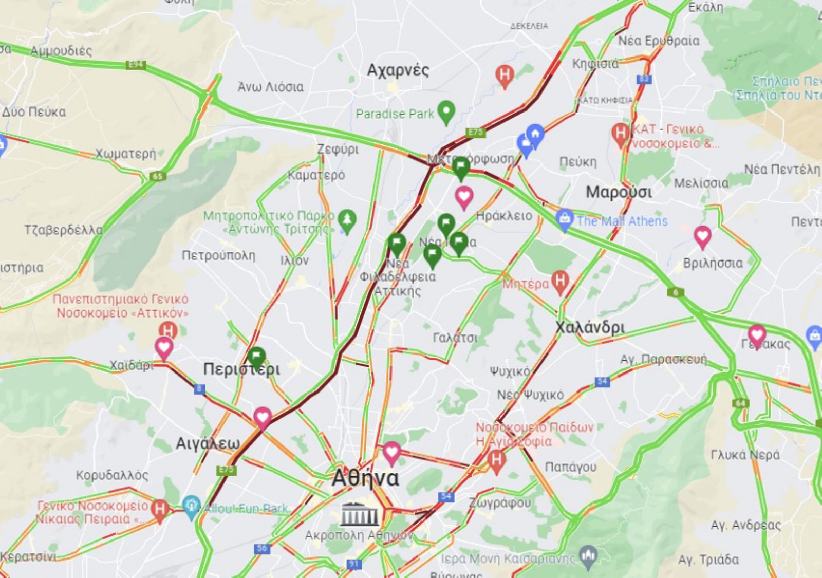 Μποτιλιάρισμα χιλιομέτρων στην άνοδο του Κηφισού 