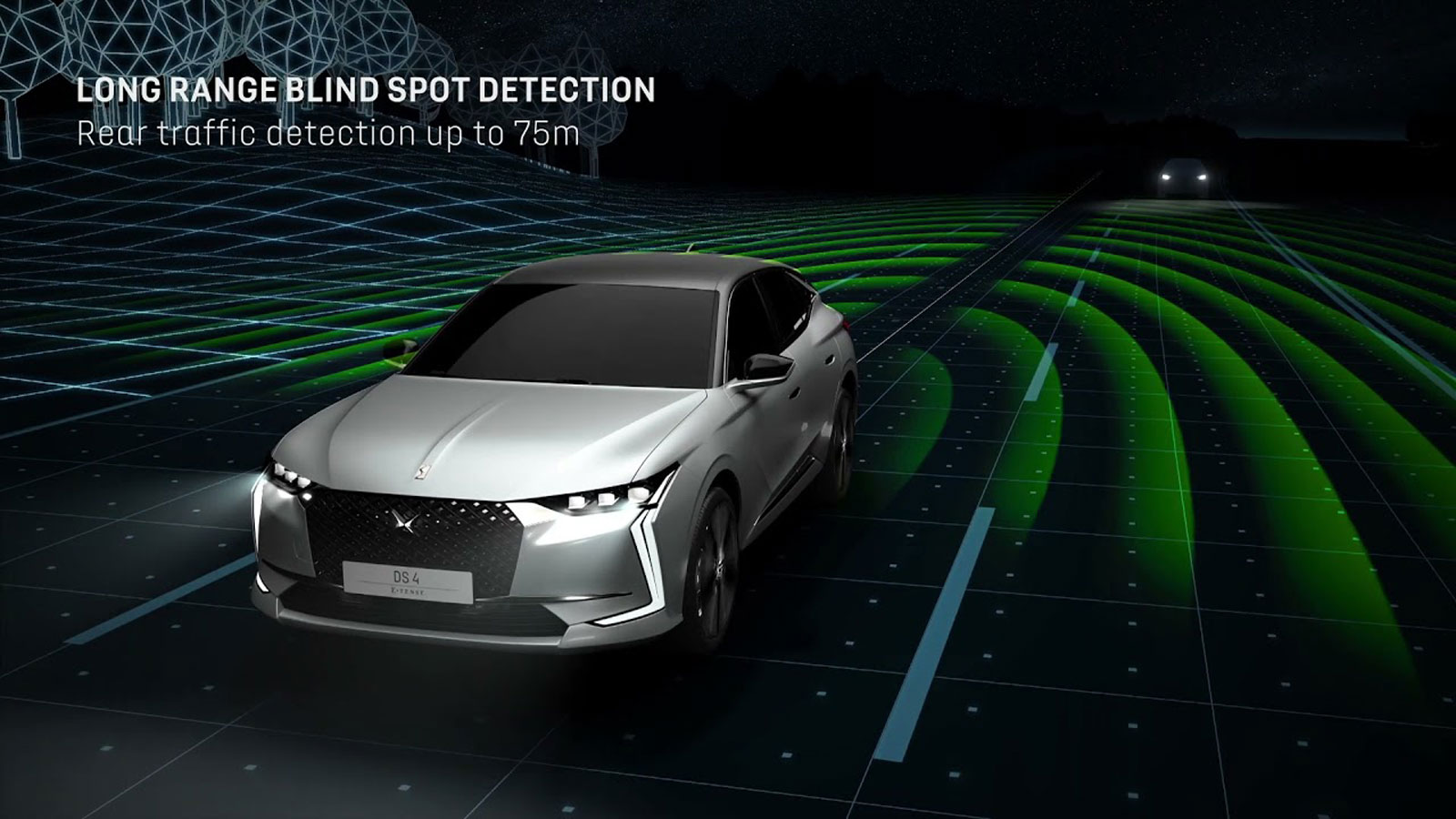 Με το σύστημα Rear Traffic Detection το DS 4 Cross αναγνωρίζει κινούμενα εμπόδια σε απόσταση έως και 40 μέτρων στην πίσω περιοχή του οχήματος σε όπισθ