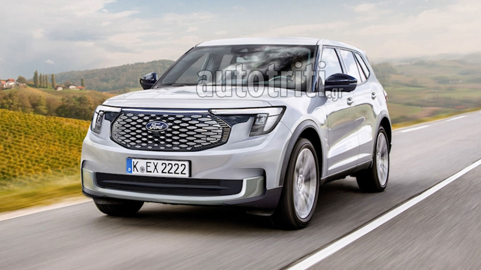 Ψηφιακά επεξεργασμένη εικόνα του autotriti.gr σας παρουσιάζει την εξωτερική εμφάνιση που ενδεχομένως θα έχει το νέο ηλεκτρικό SUV της Ford.