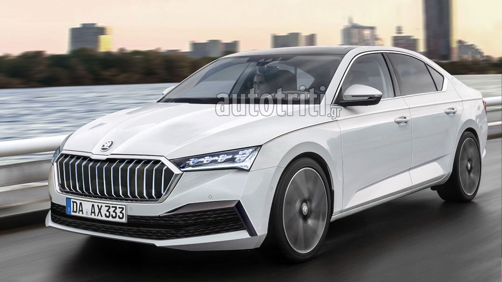Ψηφιακά επεξεργασμένη εικόνα του autotriti.gr δείχνει την εμφάνιση που θα έχει το νέο Skoda Superb.

