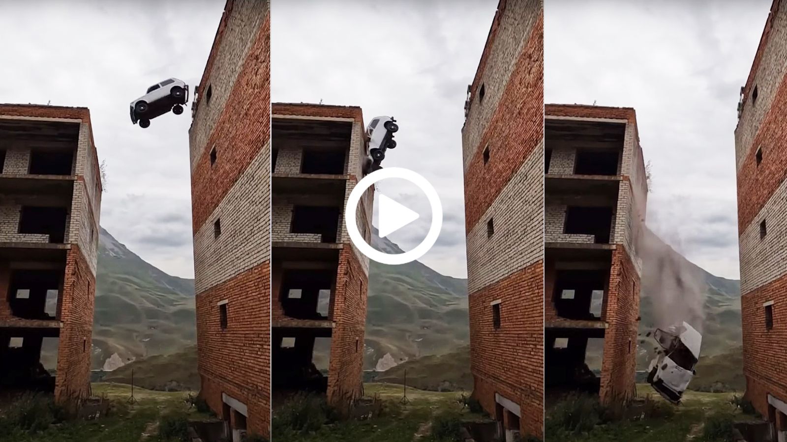 Ρώσος με Lada Niva πέφτει στο κενό από τα 15 μέτρα ύψος