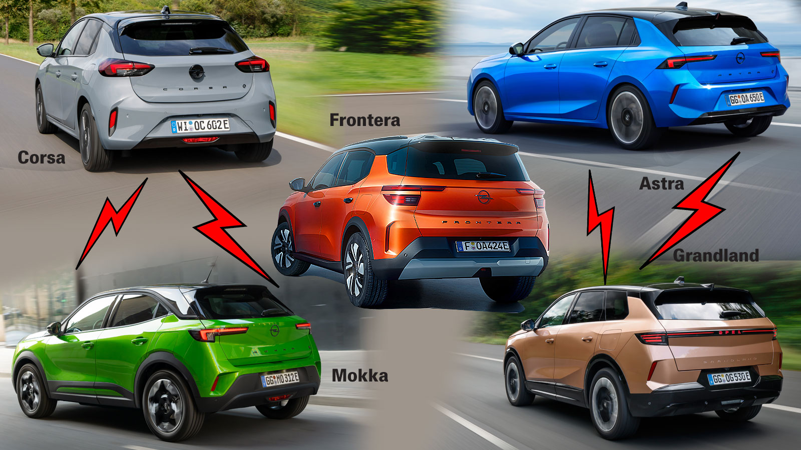 Η γκάμα ηλεκτρικών της Opel: Corsa, Astra, Mokka, Frontera και Grandland.