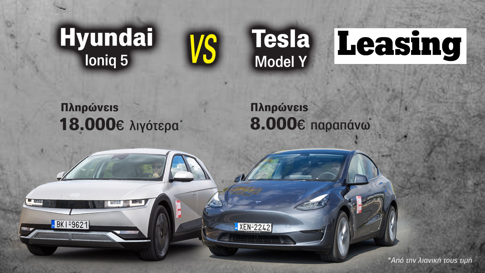 Ασύμφορο το κόστος leasing για το Tesla Model Y (122% της λιανικής τιμής του), ενώ για το πιο ευρύχωρο & ποιοτικό Hyundai Ioniq 5 πληρώνουμε το 60% τη