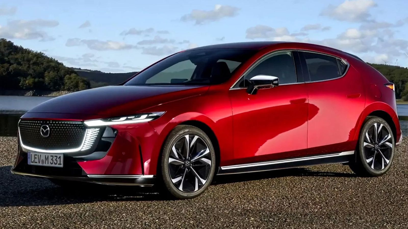 Βλέπετε ανεξάρτητο σχέδιο του νέου Mazda 3e.