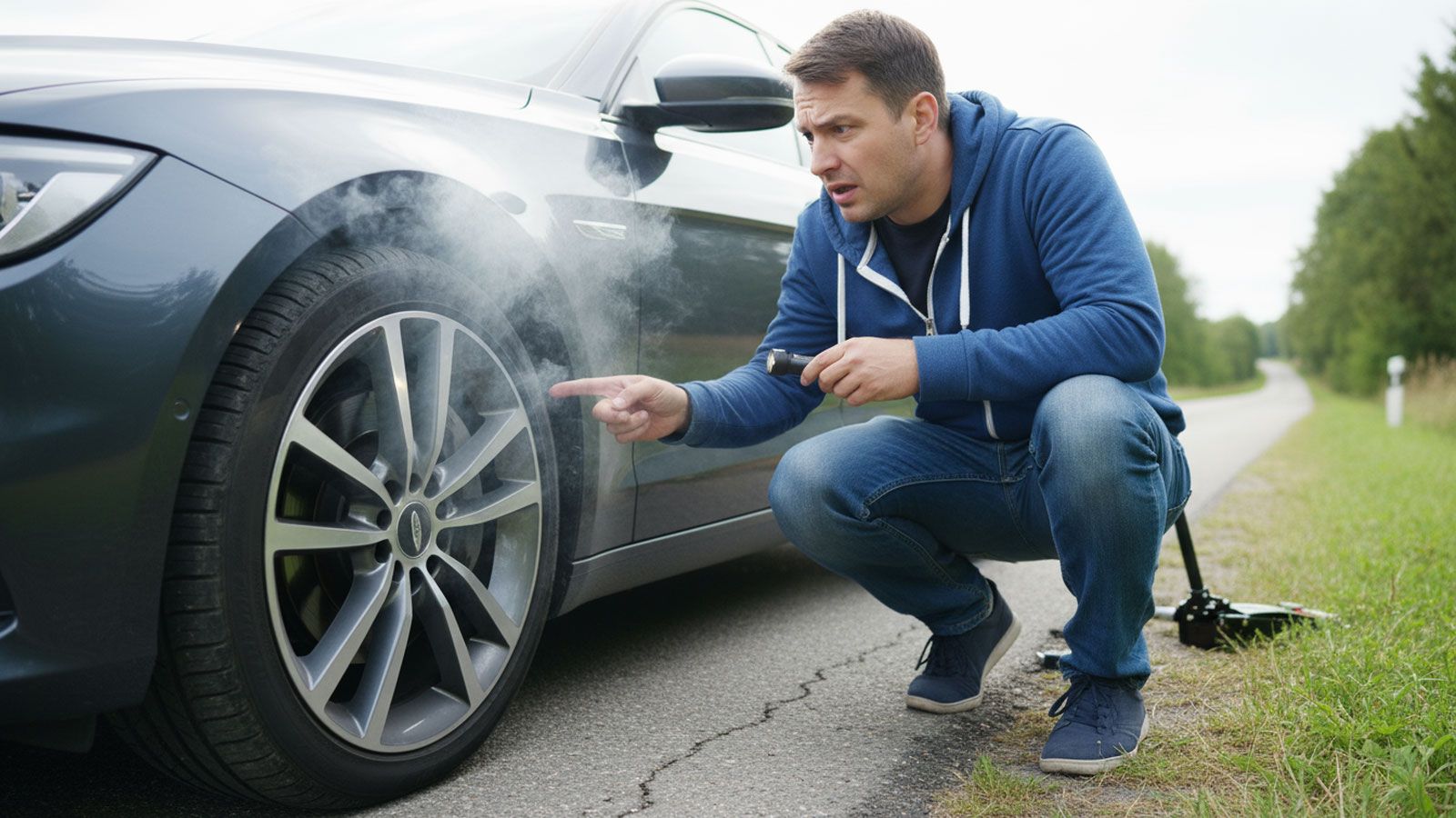 Οδηγός που κρατάει τη μύτη του