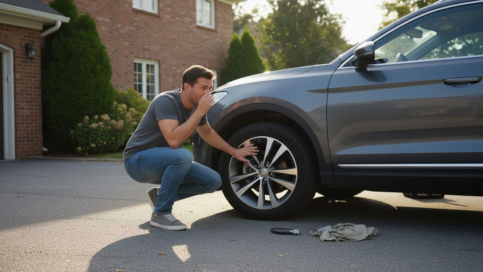 Οδηγός που κρατάει τη μύτη του