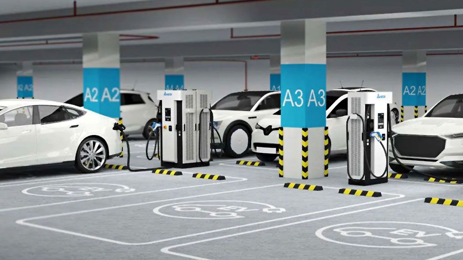 BEV-car-lot-charging-station