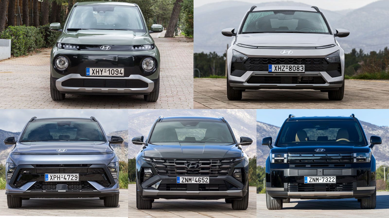 Φωτογραφία εμπρός όλων των SUV μοντέλων της Hyundai