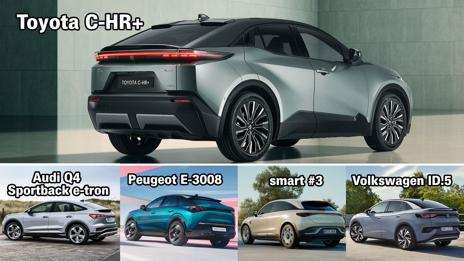 Toyota C-HR+ vs ανταγωνισμός (Ford Explorer, Hyundai Kona, Peugeot E-3008, smart #3, Skoda Elroq, VW ID.5 | autotriti.gr 

