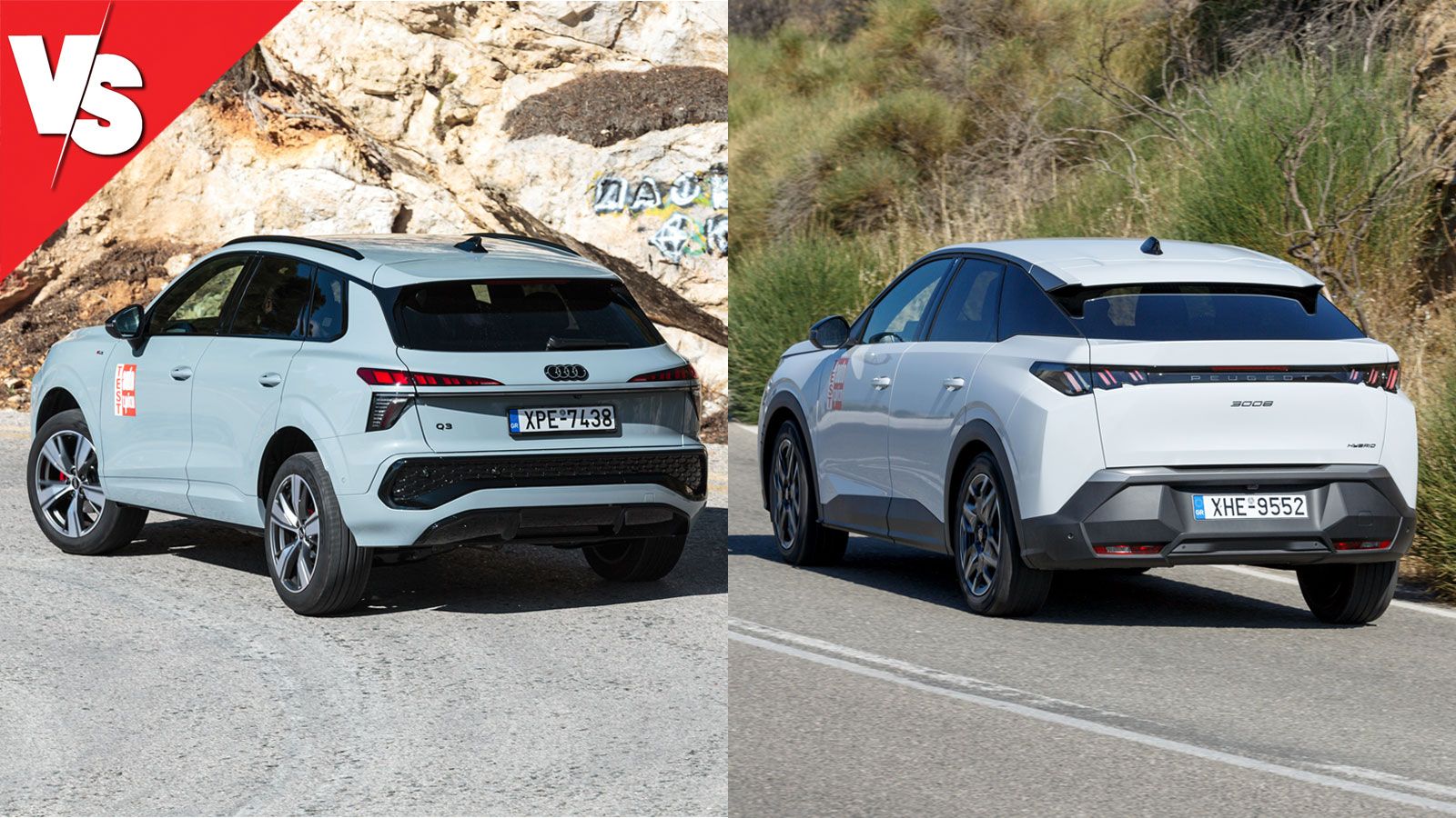 Η πολύ καλή αίσθηση πληροφόρησης και το στιβαρό πάτημα είναι στοιχεία που θα εκτιμήσεις περισσότερο οδηγώντας το Audi, με το Peugeot να προβάλλει τον 