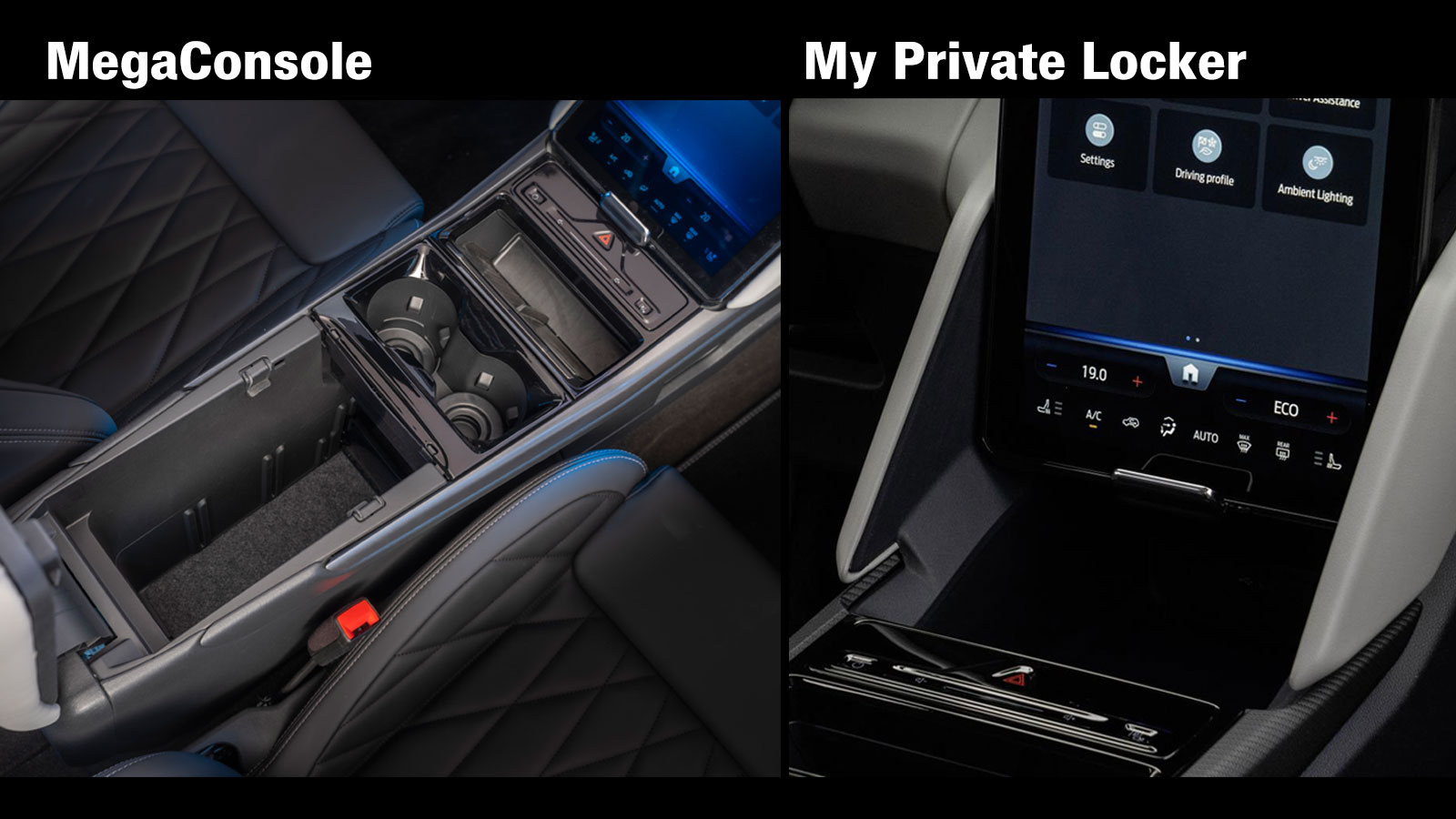 Το Ford Explorer έχει ευρύχωρη καμπίνα και καινοτόμες λύσεις αποθήκευσης. Η Mega Console με χωρητικότητα 17 λίτρων βρίσκεται ανάμεσα στα εμπρός καθίσμ