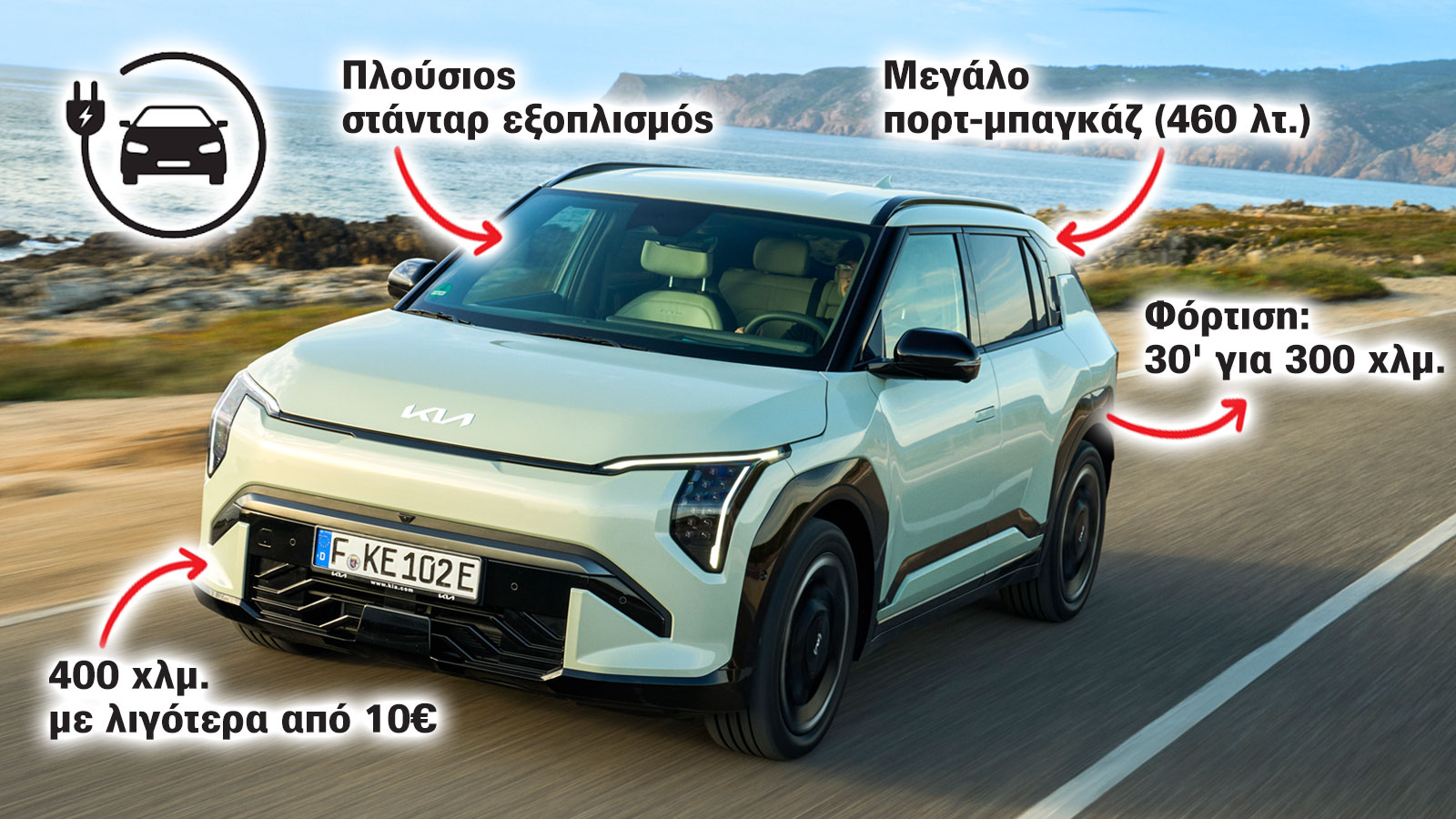 Kia EV3: Ηλεκτρικό SUVάκι με 204 PS, γρήγορη φόρτιση & καλό εξοπλισμό