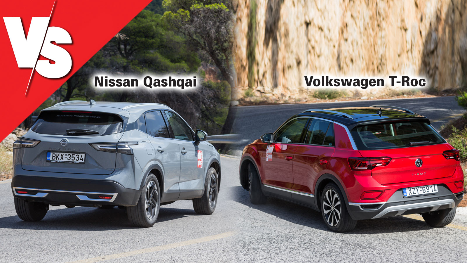 Συγκριτική δοκιμή: Nissan Qashqai 1,3T 140 PS Hybrid VS Volkswagen T-Roc 1,5 TSI 150 PS