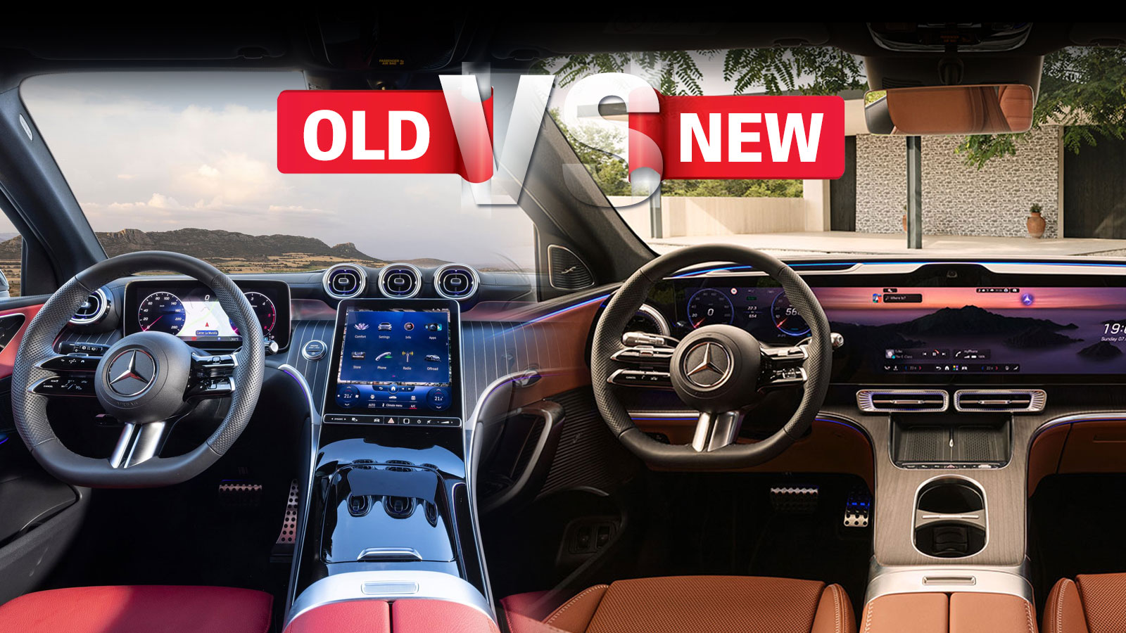 Στην τρέχουσα GLC υπάρχει ξεχωριστός πίνακας οργάνων και οθόνη infotainment, ενώ στην νέα ηλεκτρική Mercedes θα δούμε την MBUX Hyperscreen του σχεδόν 