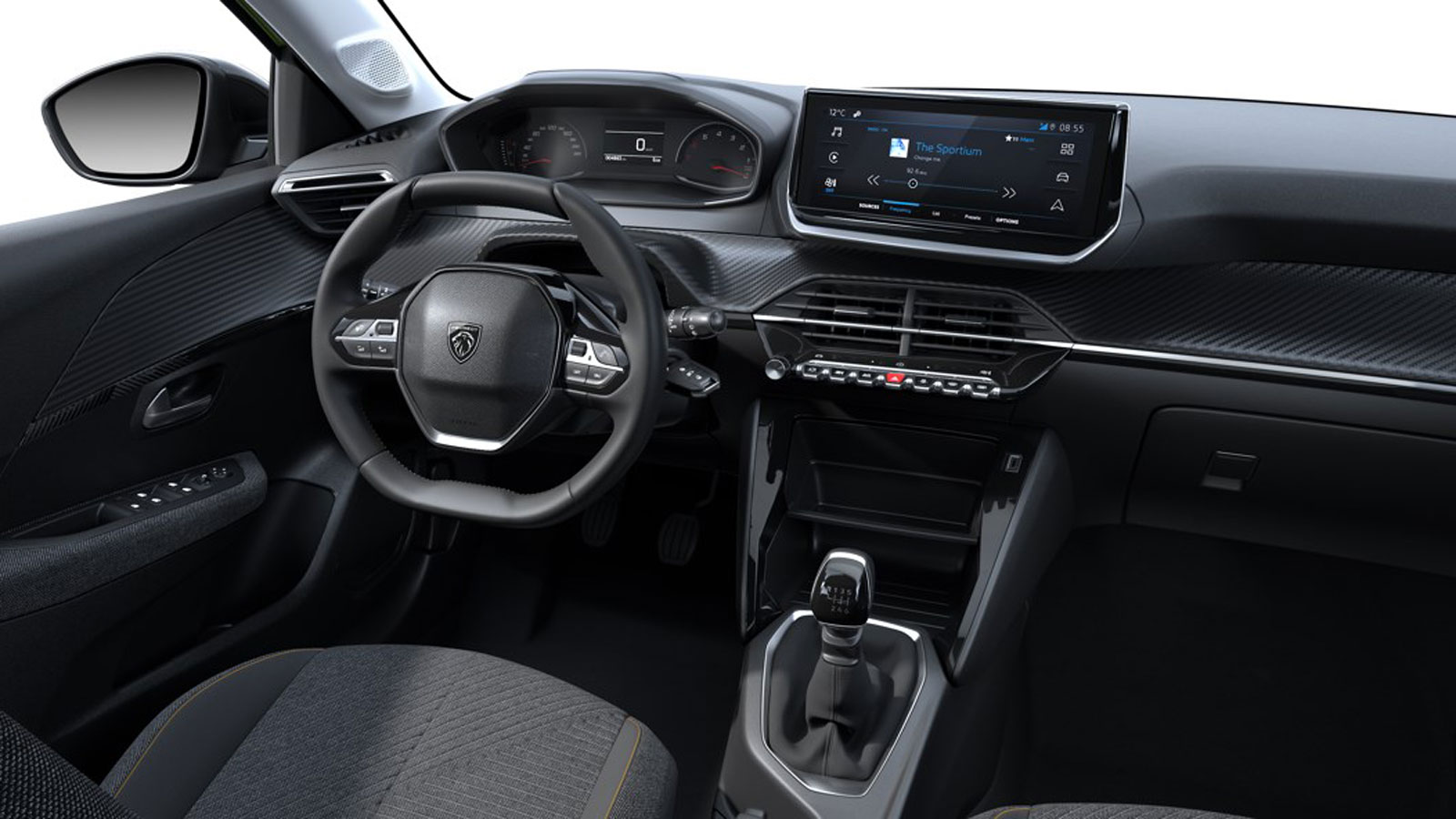 Η καμπίνα του Peugeot 208 είναι καλοφτιαγμένη, χωρίς εργονομικές ατέλειες (σ.σ. μας αρέσουν τα φυσικά κουμπιά) και με ποιοτικά στην αφή υλικά (μαλακά 