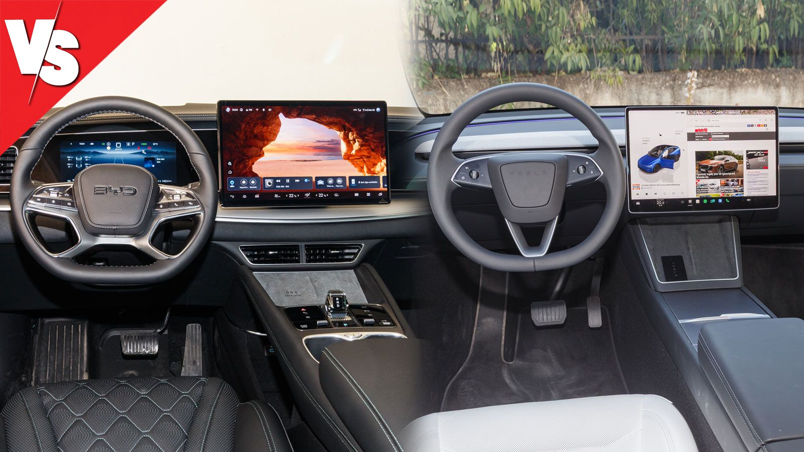Η ποιοτική υπεροχή του BYD Sealion 7 έναντι του Tesla Model Y είναι παράμετρος που ξεχωρίζουμε «βλέποντας» την καμπίνα των δύο μοντέλων.