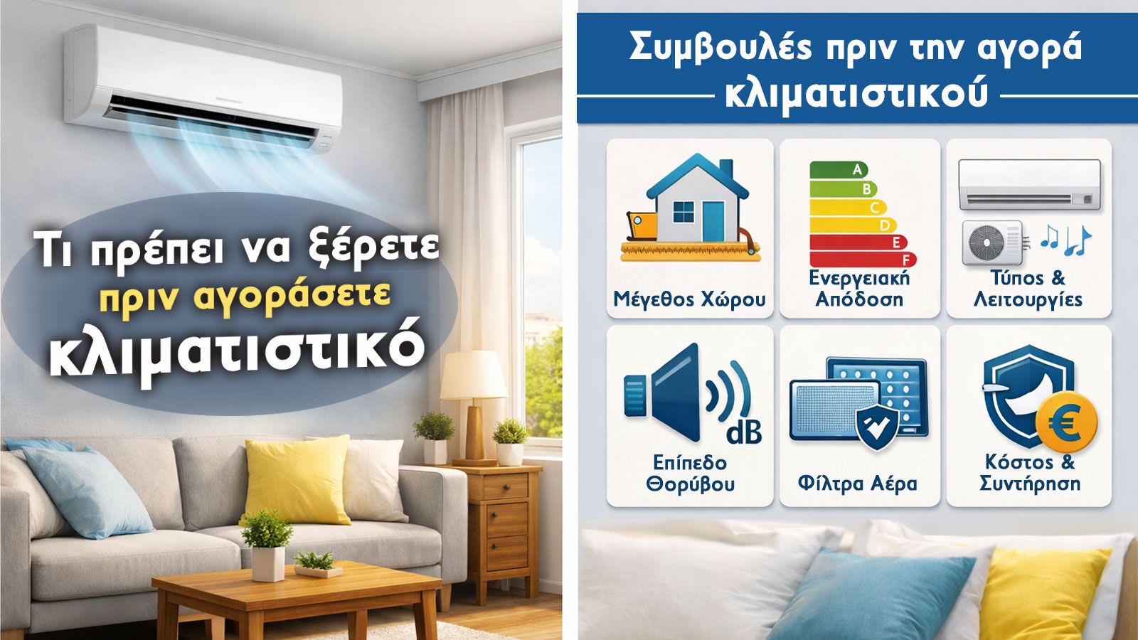 Τι να ξέρεις πριν την αγορά κλιματιστικού για δυνατή ψύξη σε σπίτι ή γραφείο