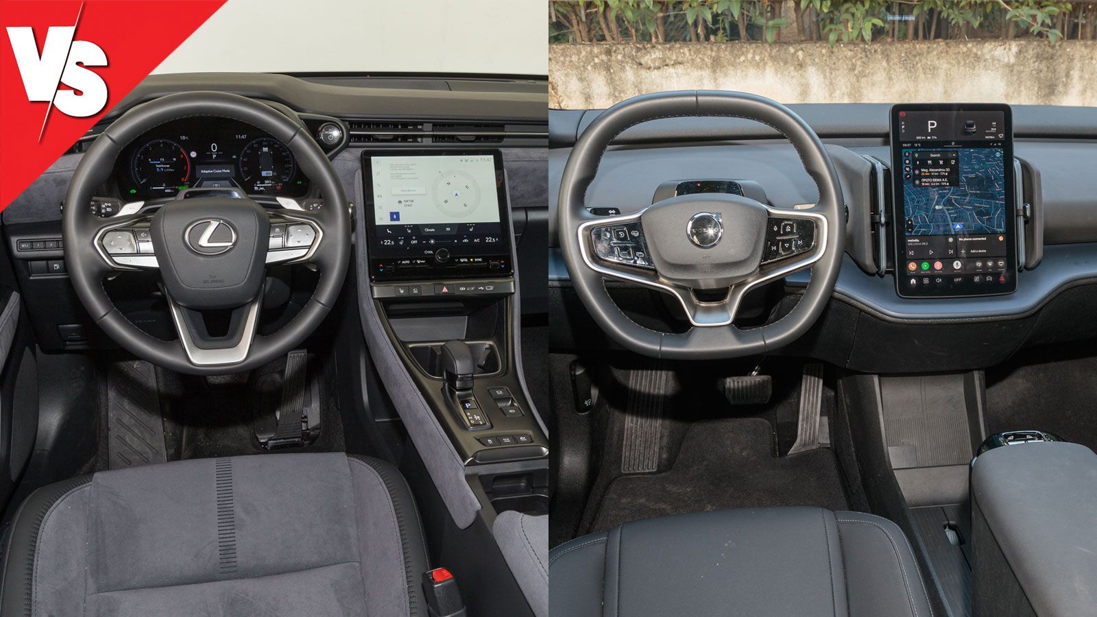 Το Lexus LBX (αριστερά) ξεχωρίζει για την ποιότητα υλικών του, το φινίρισμα και την προσεγμένη συναρμογή, προβάλλοντας τον πιο premium χαρακτήρα στην 