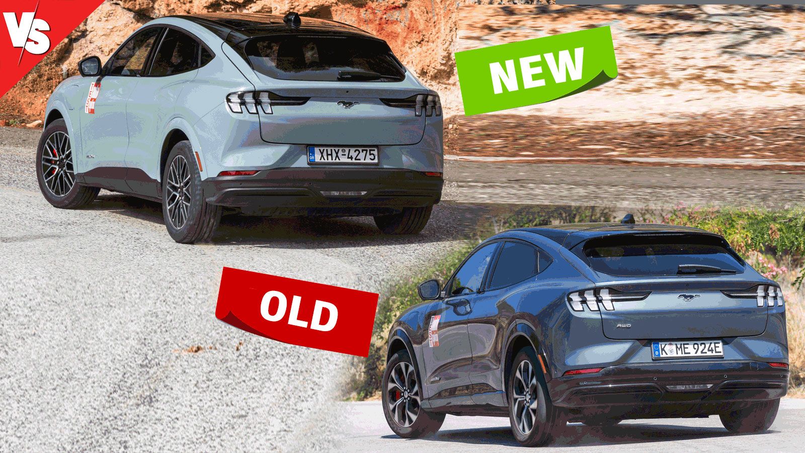 Πίσω όψεις Ford Mustang Mach-E (2026) και Ford Mustang Mach-E (MY2025)