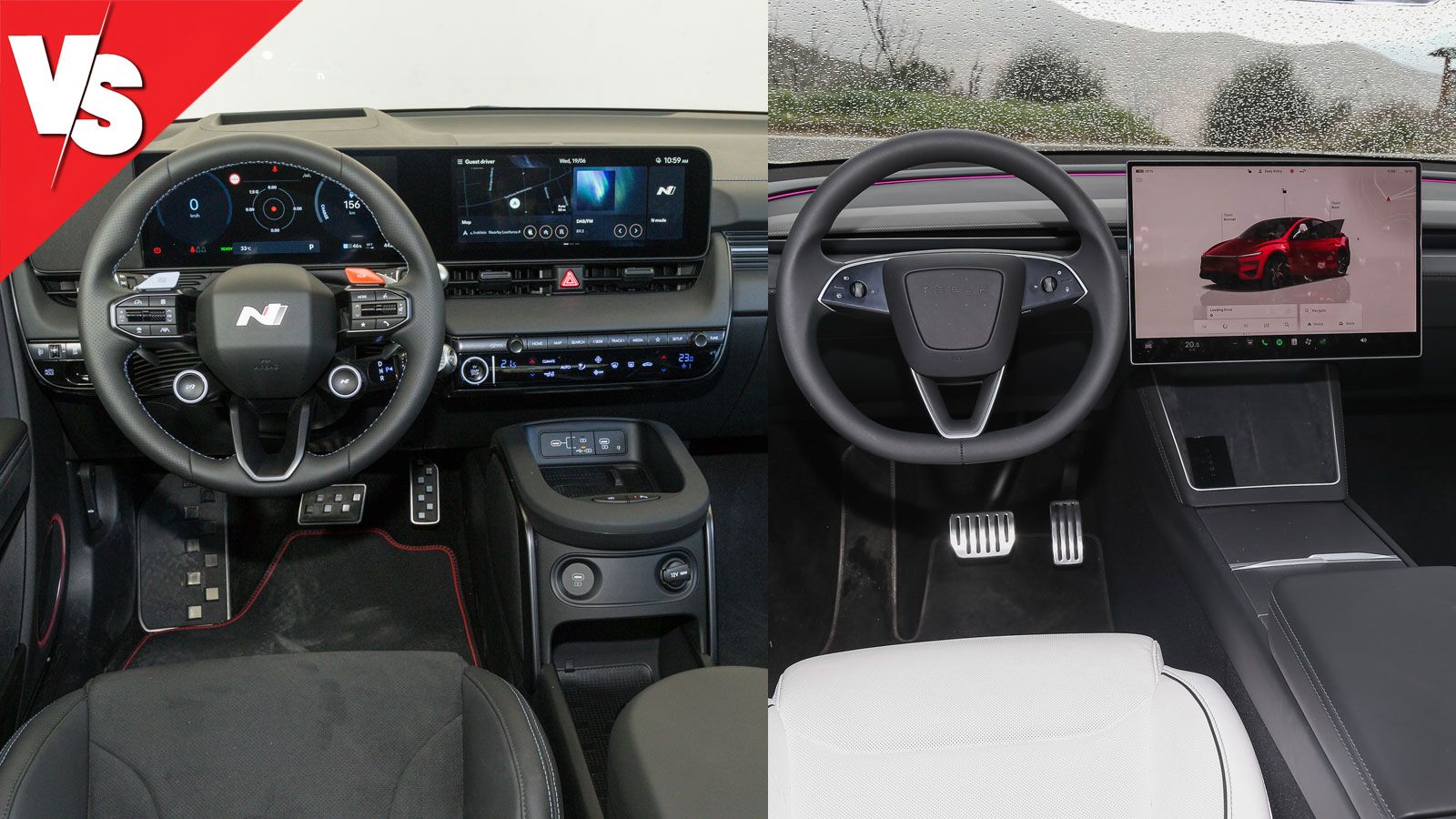 Στο Hyundai Ioniq 5 N θα δούμε το ίδιο «πάντρεμα» με δύο οθόνες 12,3 ιντσών που υπάρχουν και στις «απλές» εκδόσεις, μόνο που υπάρχουν και οι… πο