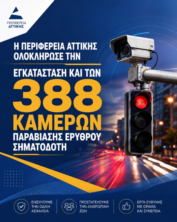 Λιγότεροι νεκροί στους δρόμους και 388 νέες κάμερες στην Αττική