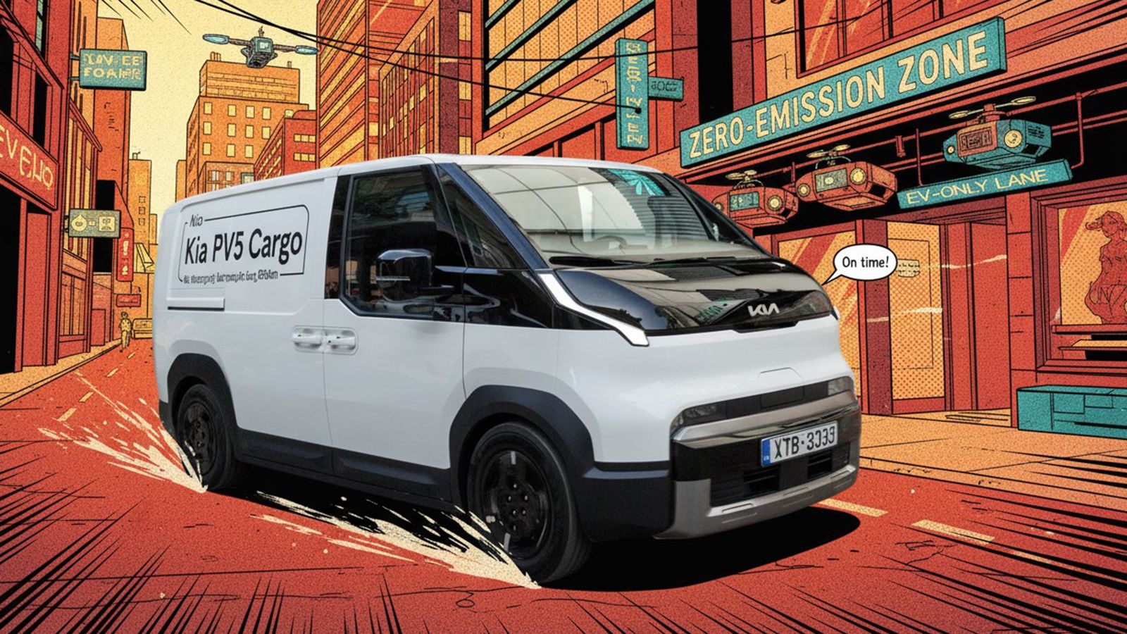 Kia PV5 Cargo: στατικό, πλαϊνή, 3/4