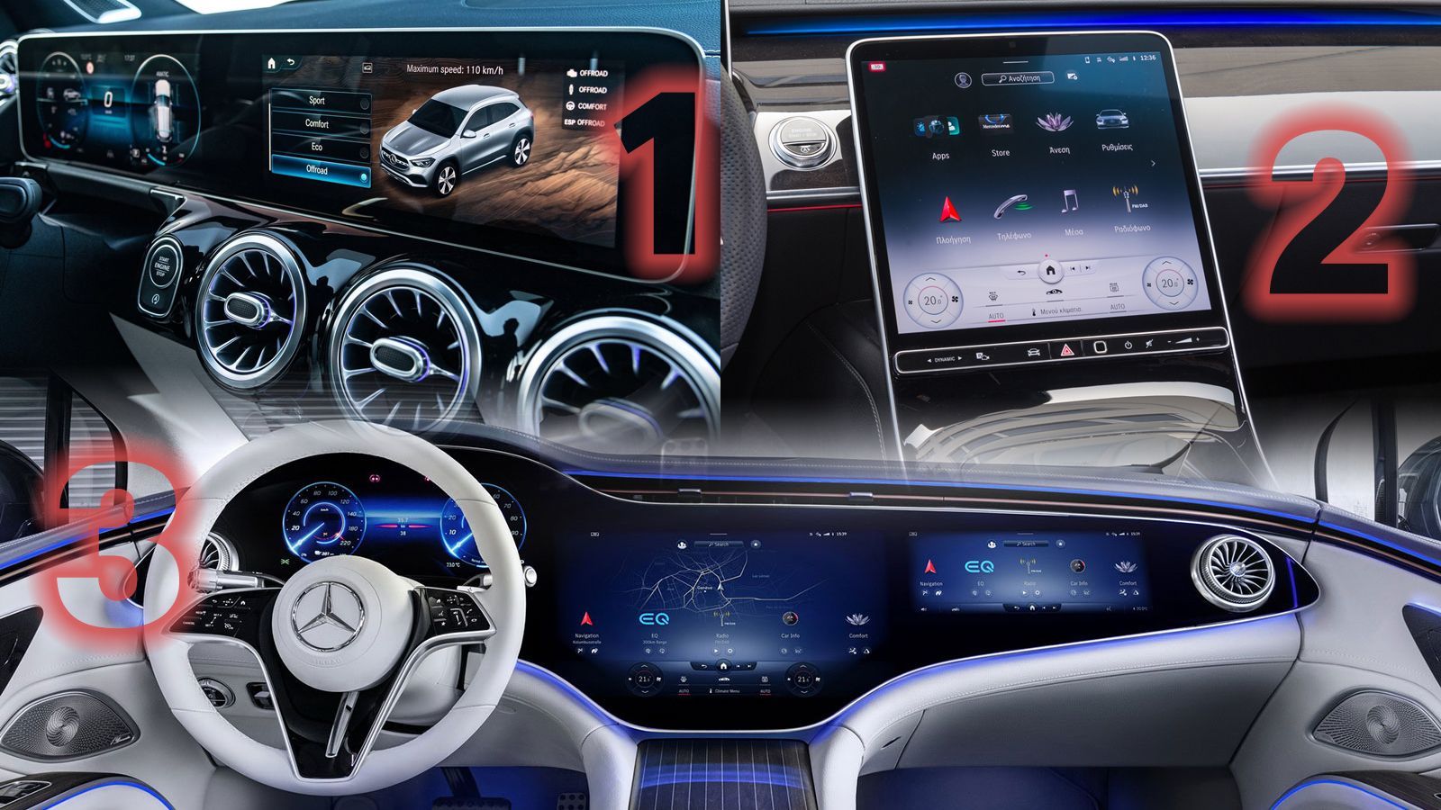 Οι 3 γενιές infotainment MBUX της Mercedes-Benz.