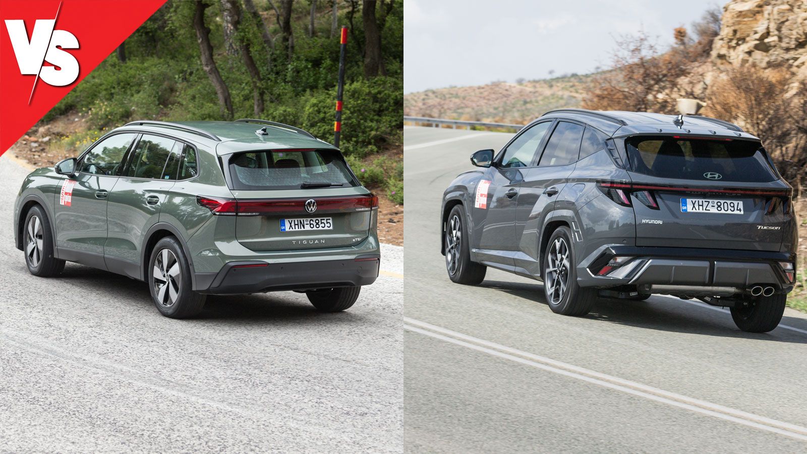 Η πίσω ανάρτηση πολλαπλών συνδέσμων σε Tucson και Tiguan εξασφαλίζει στη πράξη οδηγική άνεση, στιβαρό πάτημα αλλά και άνω του μέσου όρου ποιότητα κύλι