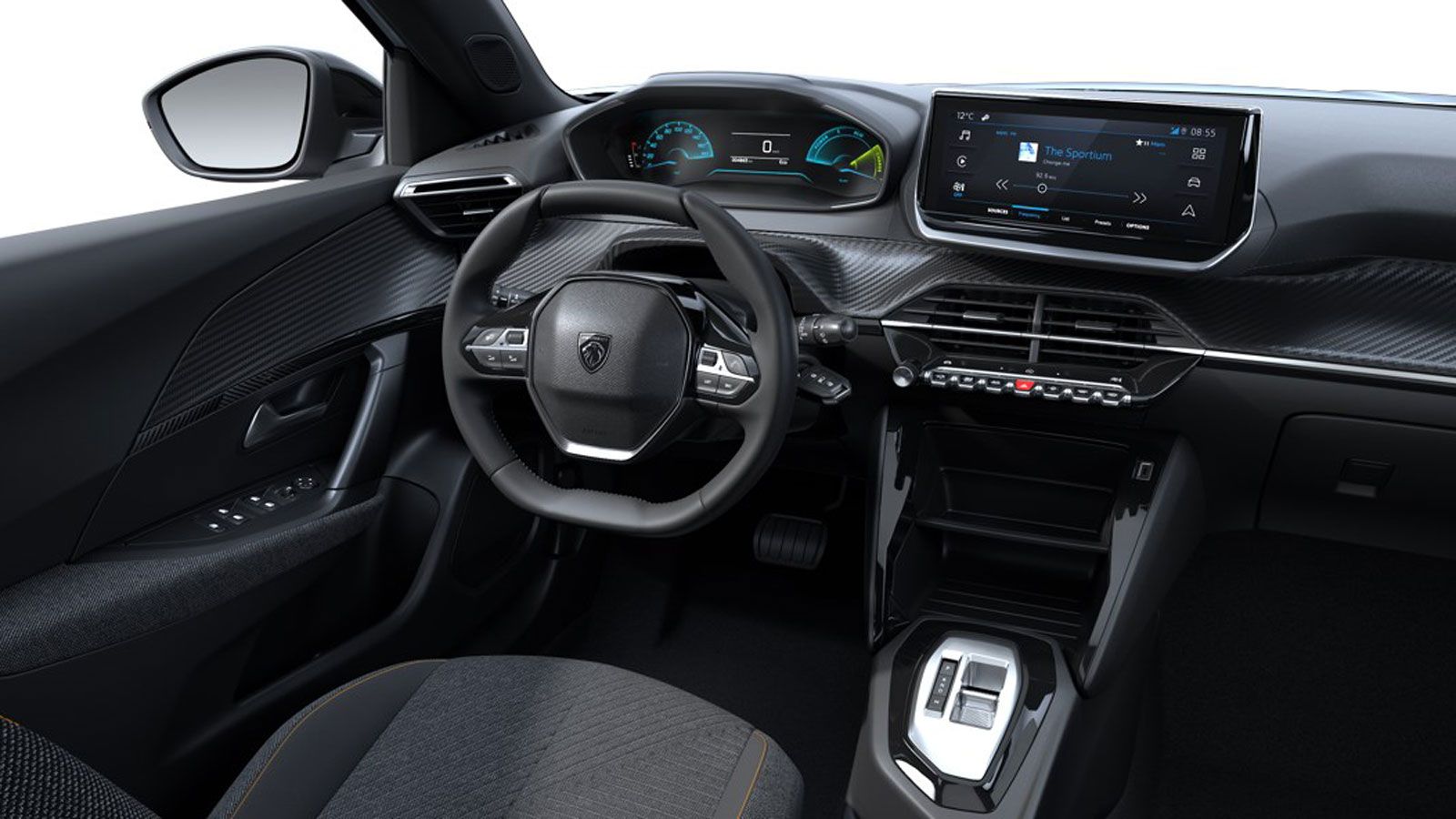 Στο ποιοτικό εσωτερικό του Peugeot 2008 η touchscreen των 10 ιντσών συνδυάζεται με το i-Cockpit λογικής αναλογικό πίνακα οργάνων με την έγχρωμη οθόνη 