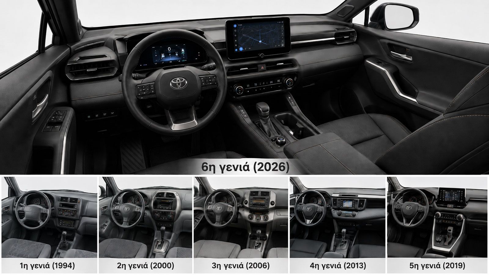 Το νέο RAV4 αποκτά ψηφιακό πίνακα 12,3 ιντσών, infotainment 12,9 ιντσών με λογισμικό Arene και HUD 10 ιντσών, ανεβάζοντας σημαντικά το τεχνολογικό του