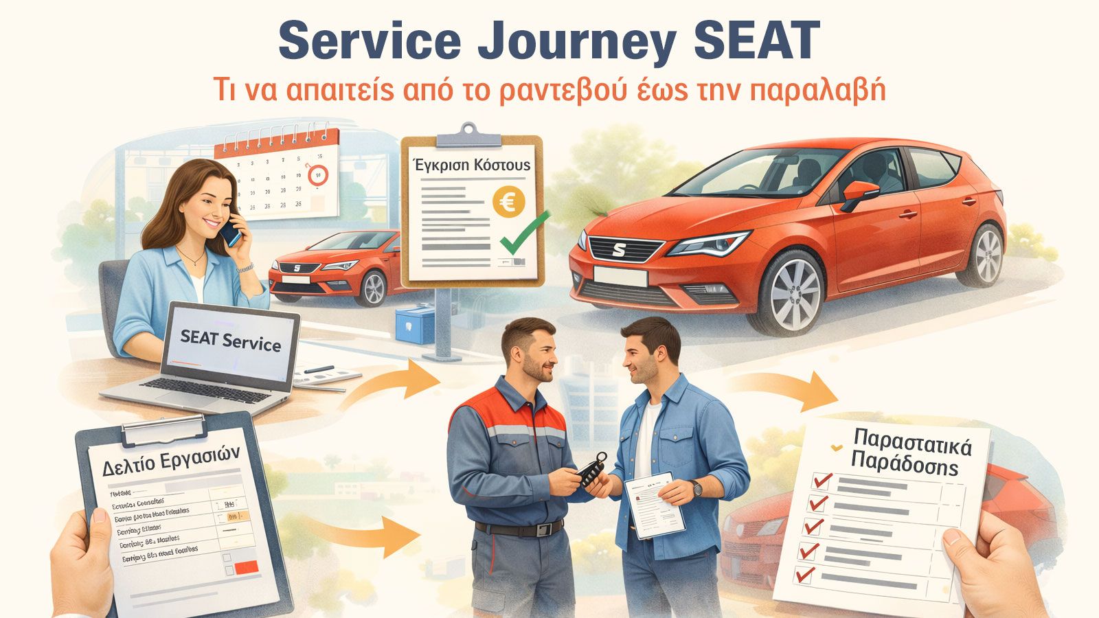 Ο πλήρης οδηγός για το Service Journey της SEAT: ραντεβού, κόστος, διάγνωση, παραλαβή και τι να απαιτήσεις ως πελάτης.