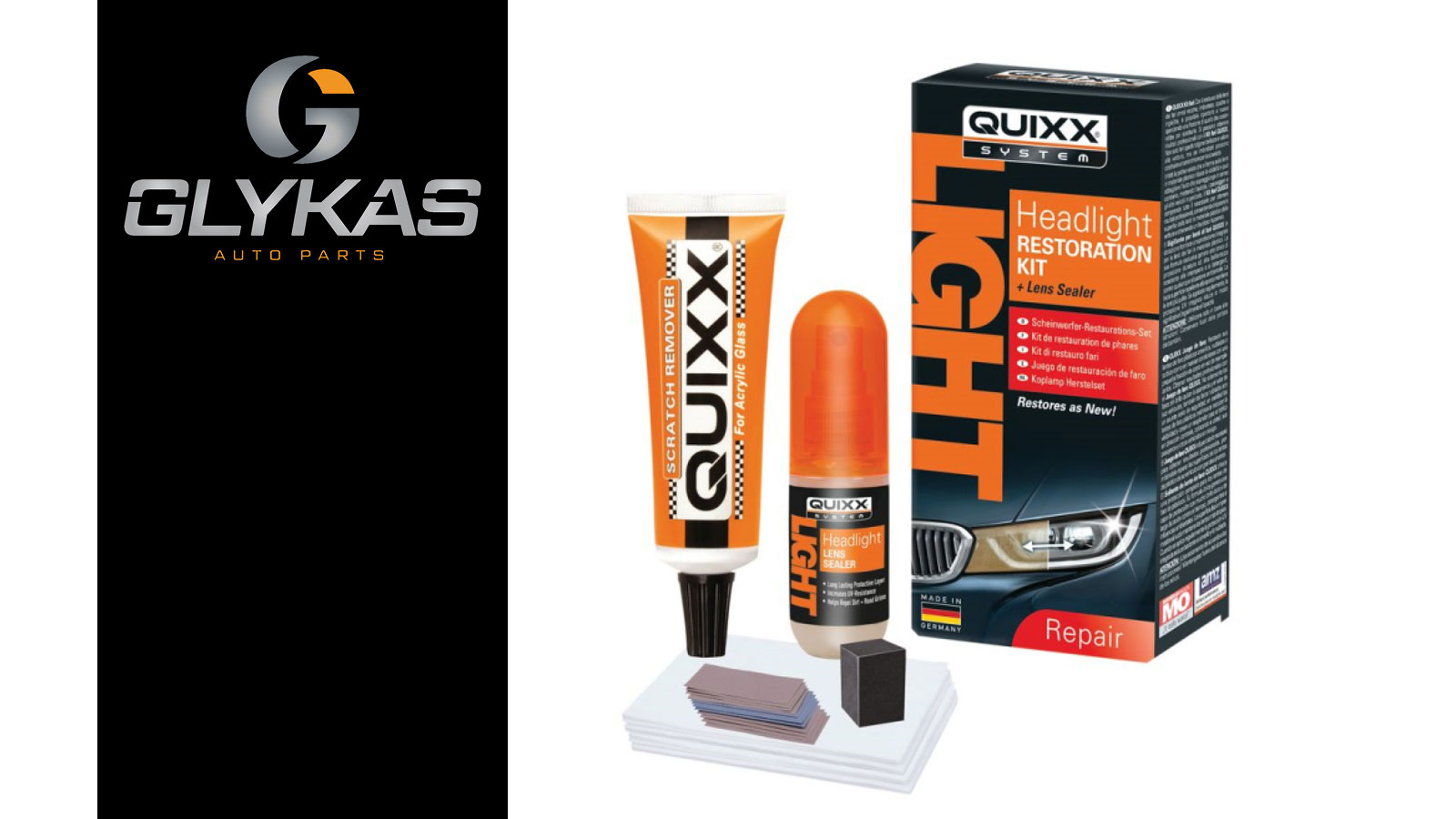 Glykas AutoParts: Σετ αποκατάστασης προβολέων από την QUIXX SYSTEM