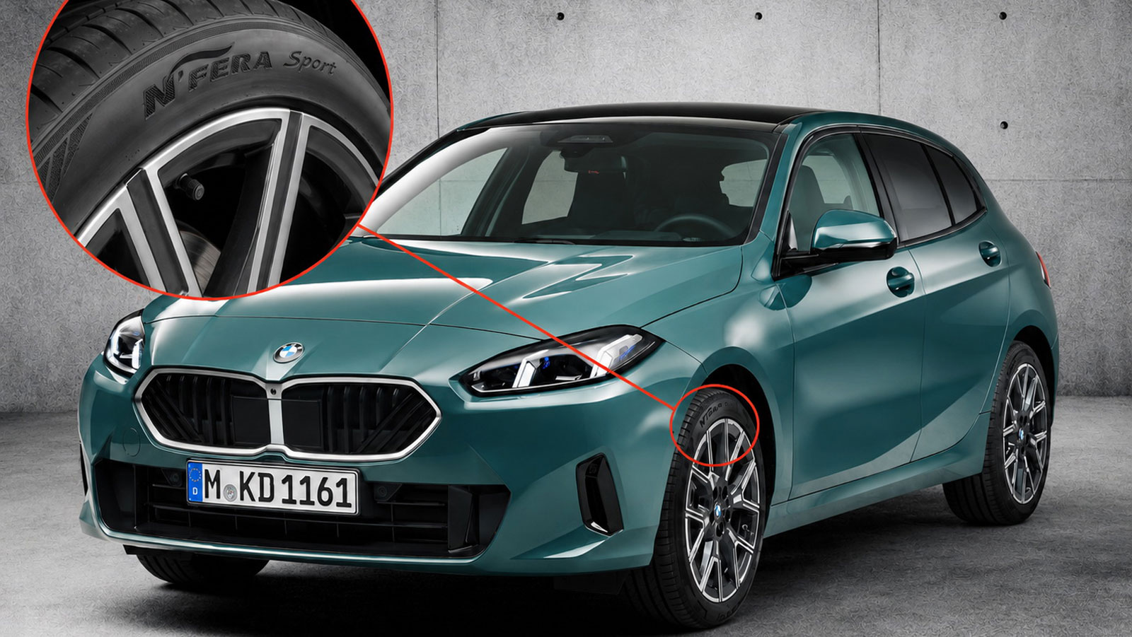 Η BMW Σειρά 1 έχει εργοστασιακό εξοπλισμό λάστιχα Nexen N Fera Sport στις διαστάσεις 205/55 R17 95Y XL και 225/45 R18 95Y XL.
