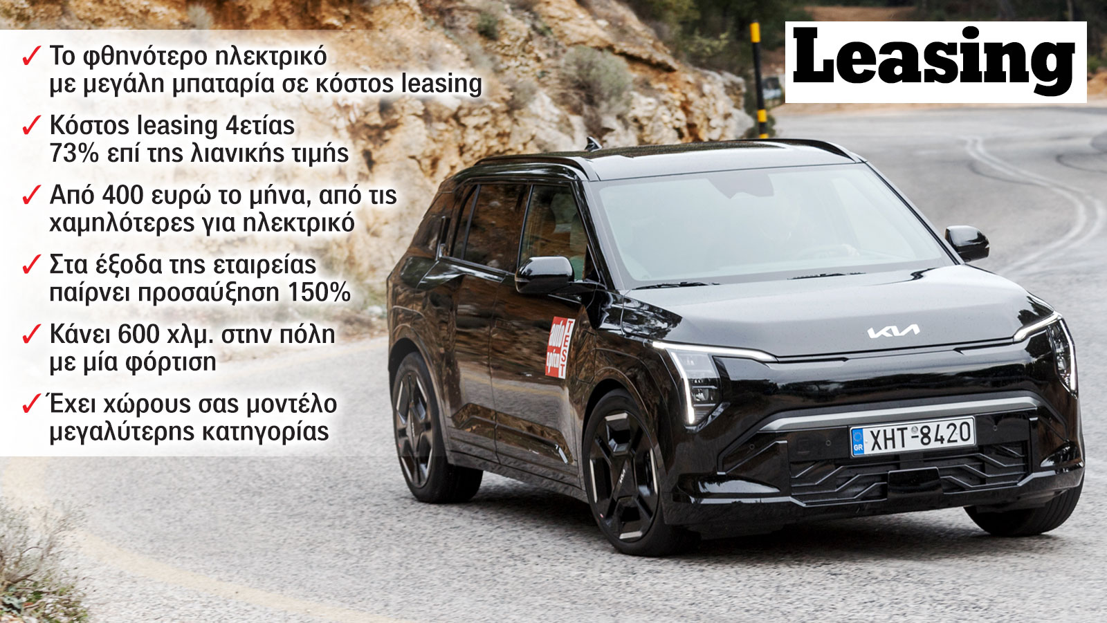 Ο λόγος που ξεχωρίζει το Kia EV3 στην αγορά του leasing είναι πως έχει το χαμηλότερο συνολικό κόστος στα 4 χρόνια ανάμεσα σε όλα τα ηλεκτρικά με μεγάλη μπαταρία. 