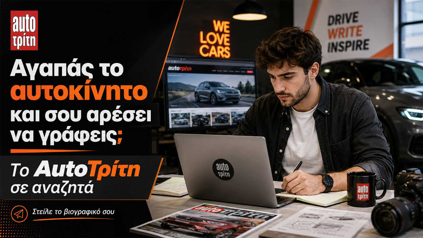 Αγγελία για συντάκτη: Σου αρέσουν τα αυτοκίνητα και γράφεις καλά; 