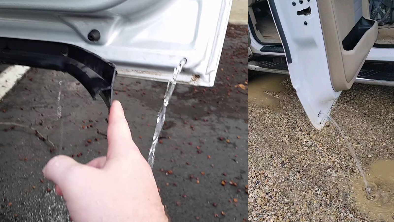 Σε ορισμένες περιπτώσεις οι τρύπες αυτές είναι κλεισμένες με κάποιο λάστιχο ή τάπα, οπότε πρέπει να τις αφαιρέσουμε για να στραγγίξει το νερό.