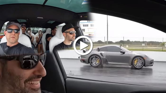 Video: Φορτωμένο με 6 άτομα Tesla Model X κοντράρεται με Porsche Turbo S