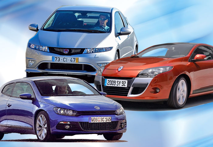 Honda Civic TypeR vs Renault Megane Coupe vs VW Scirocco.