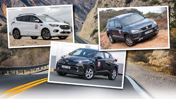 Στο μικροσκόπιο του AutoTρίτη μπαίνουν 3 «τζιπάκια»: Ford Kuga, SEAT Ateca και Toyota C-HR. Στο μικροσκόπιο του AutoTρίτη μπαίνουν 3 «τζιπάκια»: Ford Kuga, SEAT Ateca και Toyota C-HR.